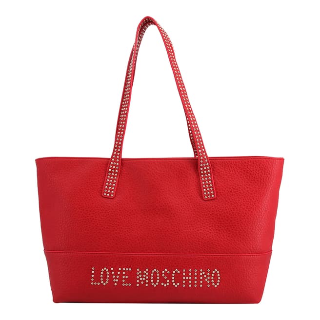 Love Moschino Red Studded Tote Bag