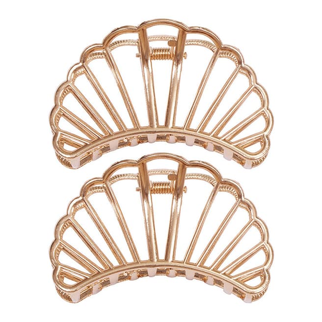 Ma Petite Amie Gold Plated Shell Hair Clips- Set of 2