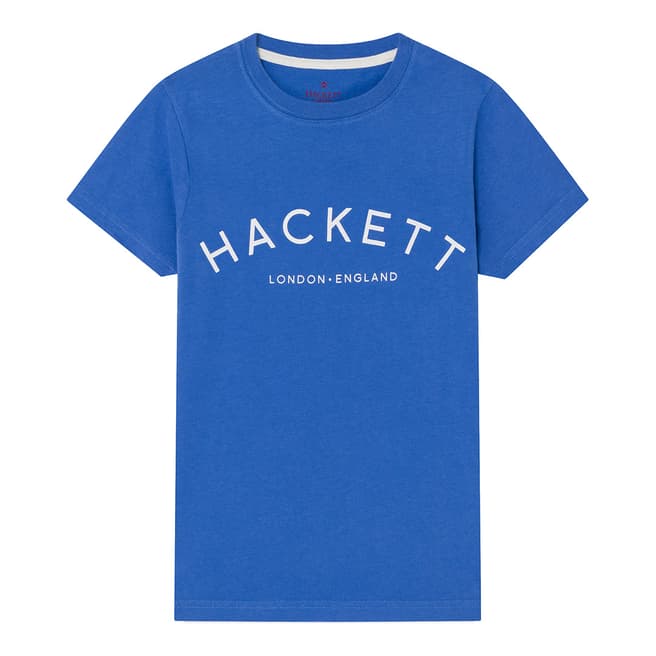 Hackett London Azure Blue Branded Logo Tee