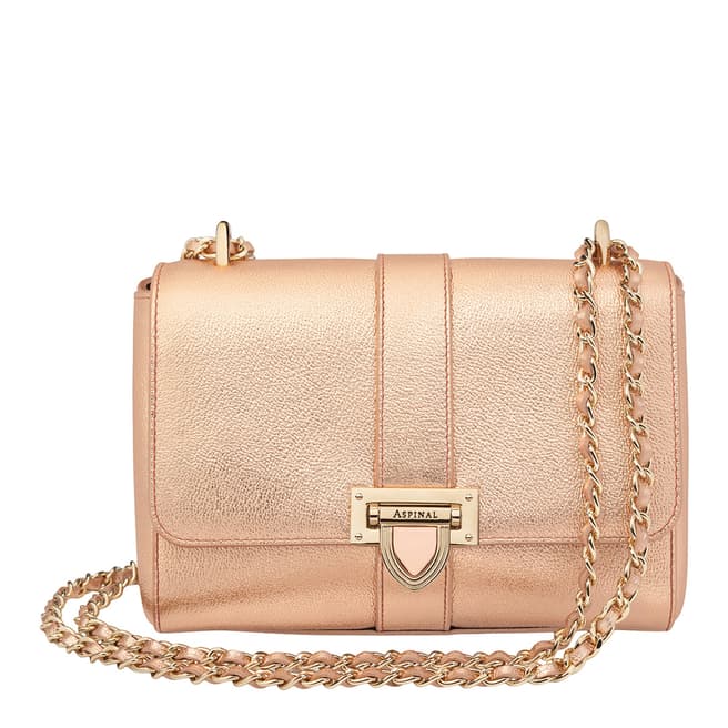 Aspinal of London Rose Gold Metallic Lottie Bag