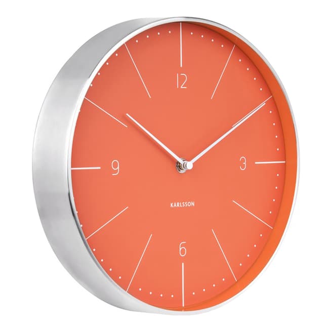 Karlsson Clocks Orange/Silver Normann Wall Clock