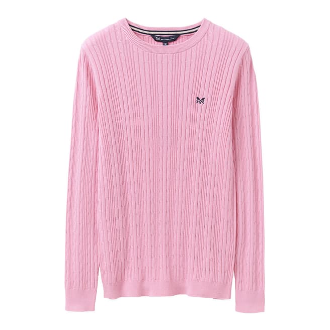 Crew Clothing Pink Cotton Cable Crew