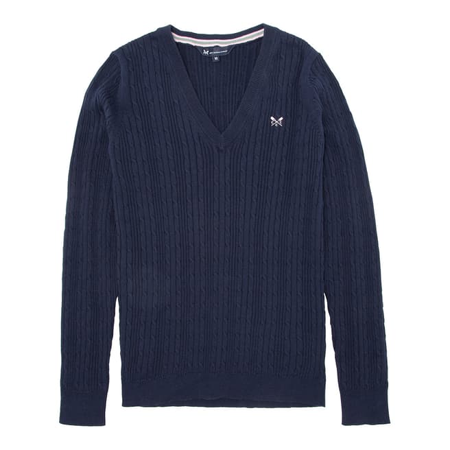 Crew Clothing Navy Cable Knit Jumper