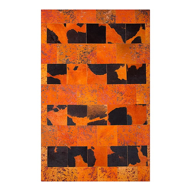 Luxury Leather Orange Black Luxury Leather Rug 180x120cm