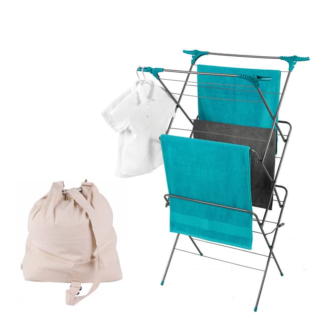 Beldray 2 Piece Clothes Airer & Oversized Laundry Backpack Set