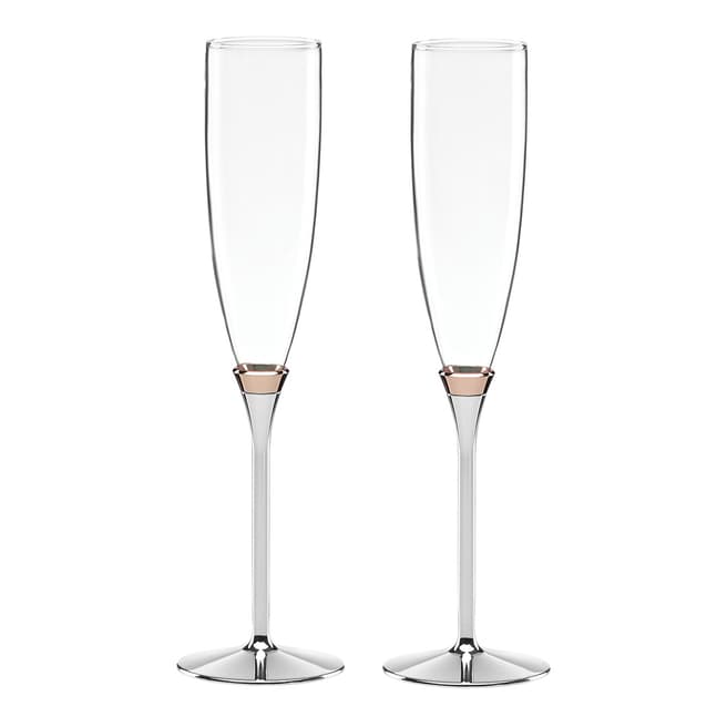 Kate Spade Set of 2 Rosey Glow Toasting Flute