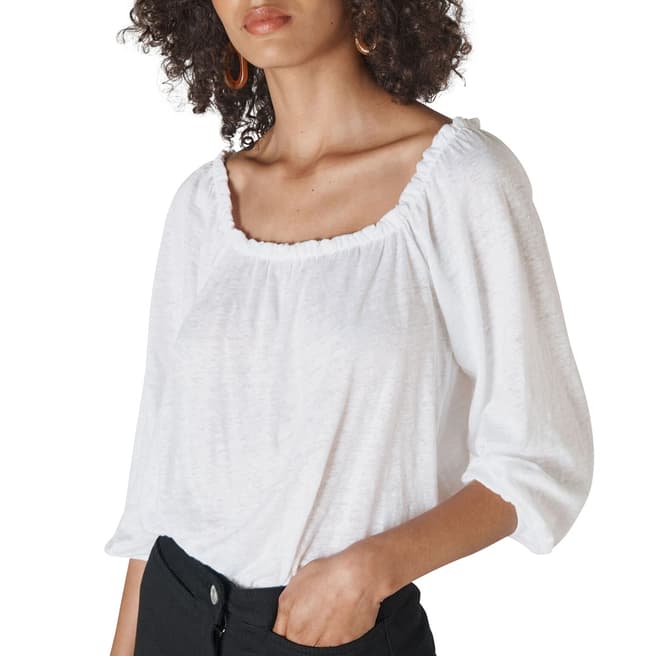 WHISTLES White Linen Square Neck Top