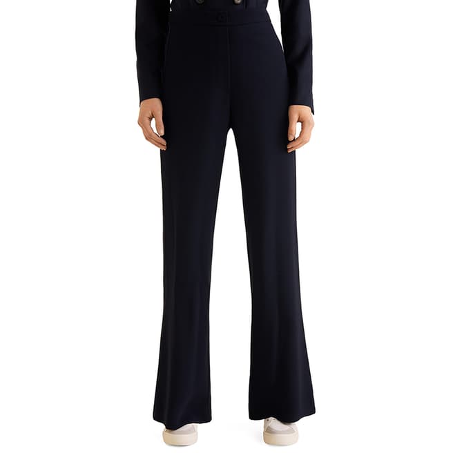 Mango Dark Blue Contrast Seam Trousers