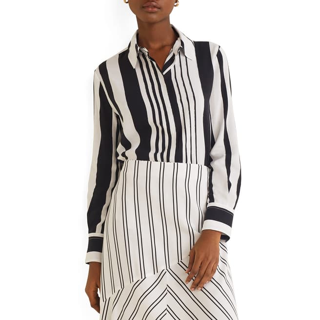 Mango Black Striped Flowy Shirt