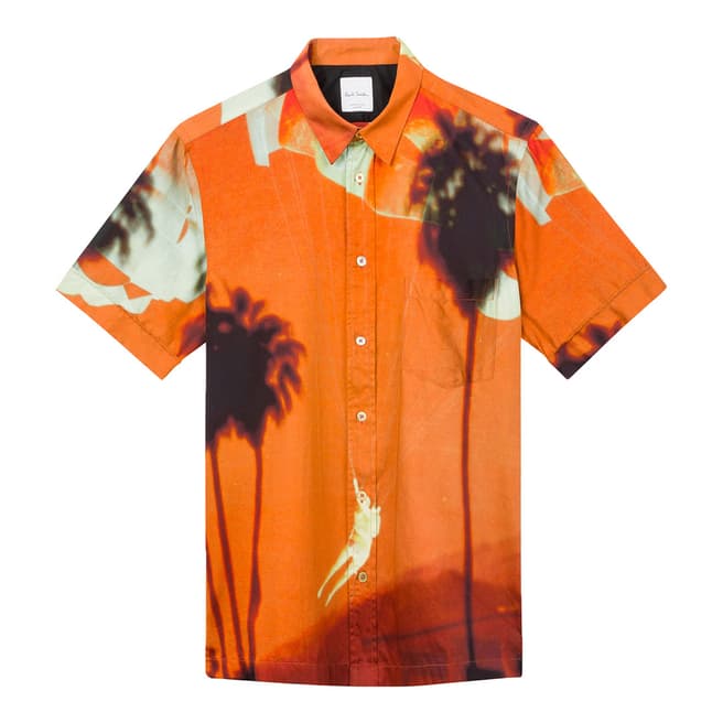 PAUL SMITH Orange Palm Print Tailored Shirt