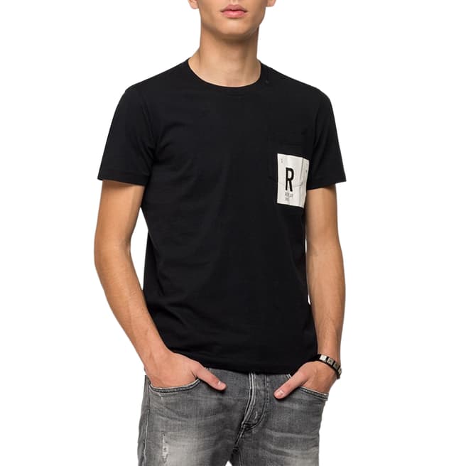 Replay Black Pocket Logo Cotton T-Shirt