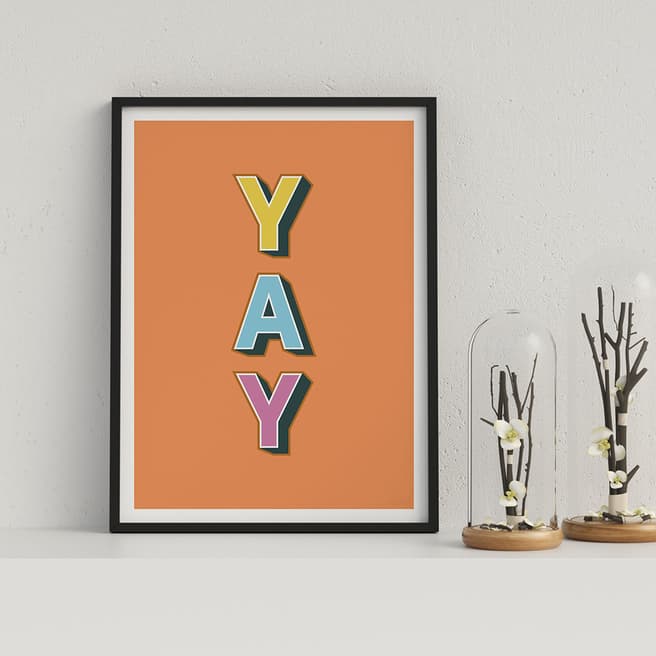 Vouvart Yay Typography Framed Print 44x33cm