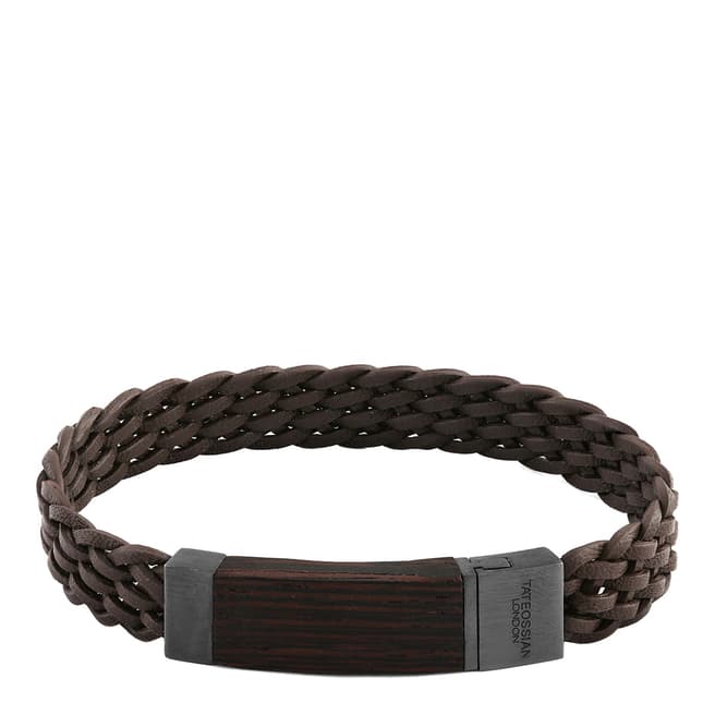 Tateossian Brown Braided Wood Clasp Bracelet