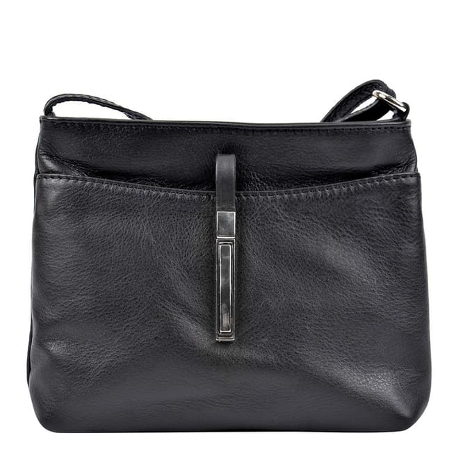 Roberta M Black Leather Crossbody Bag