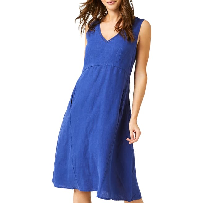 White Stuff Blue Casa Linen Dress