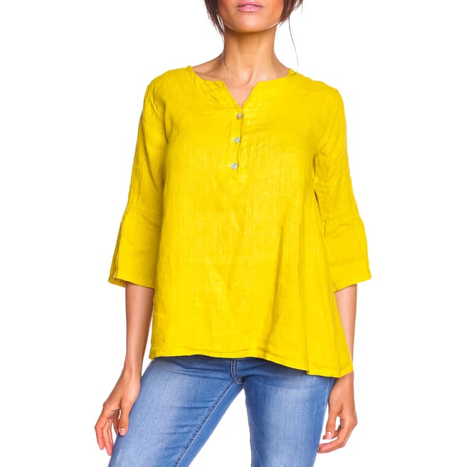 100% Linen Yellow Capu Linen Blouse