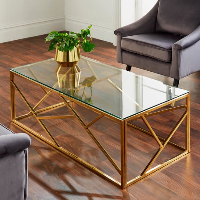 Native Home & Lifestyle Geometric Gold Plated Coffee Table