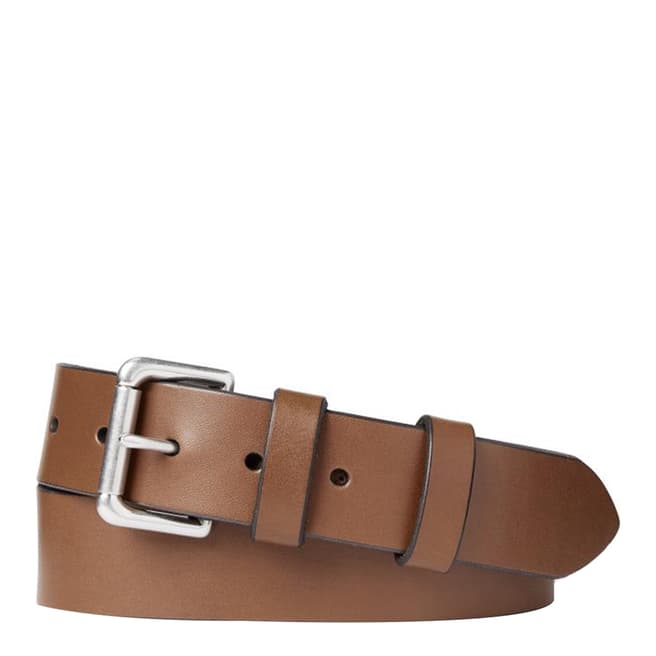 Polo Ralph Lauren Brown Embossed Logo Leather Belt