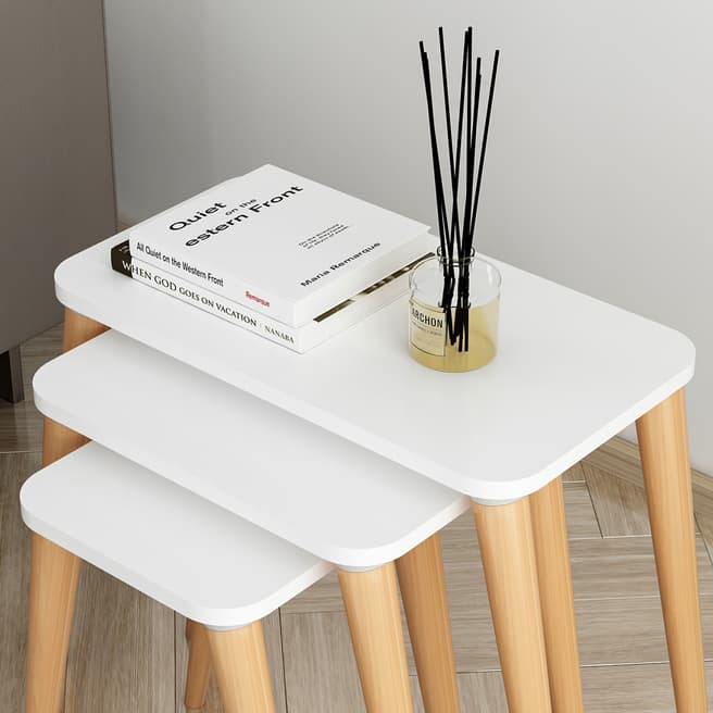 Vivense White Set of 3 Nesting Tables