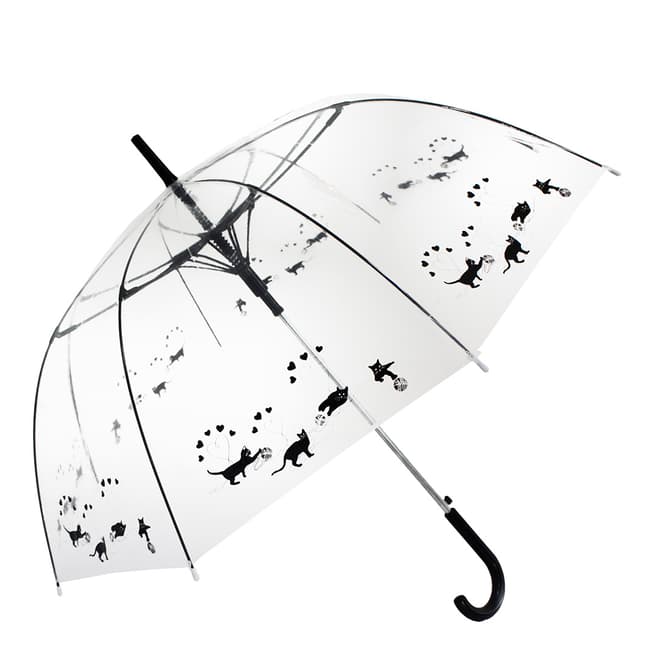 Blooms of London Black Cats Straight Transparent Umbrella