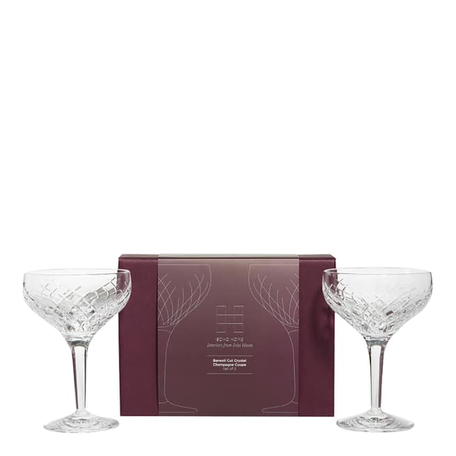 Soho Home Set of 2 Barwell Cut Crystal Champagne Coupes in Gift Box