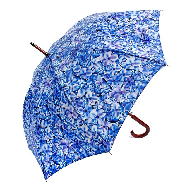 Blooms of London Blue Purple Butterfly Straight Umbrella