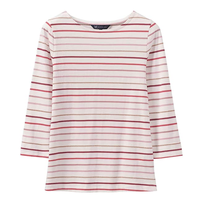 Crew Clothing Pink Stripe Cotton Breton Top