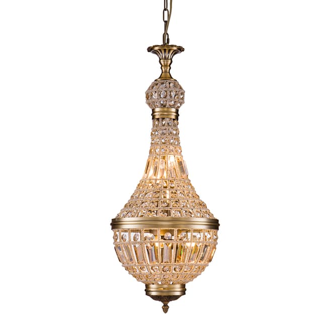 Russell Lowe Antique Crystal Brass Pendant Light