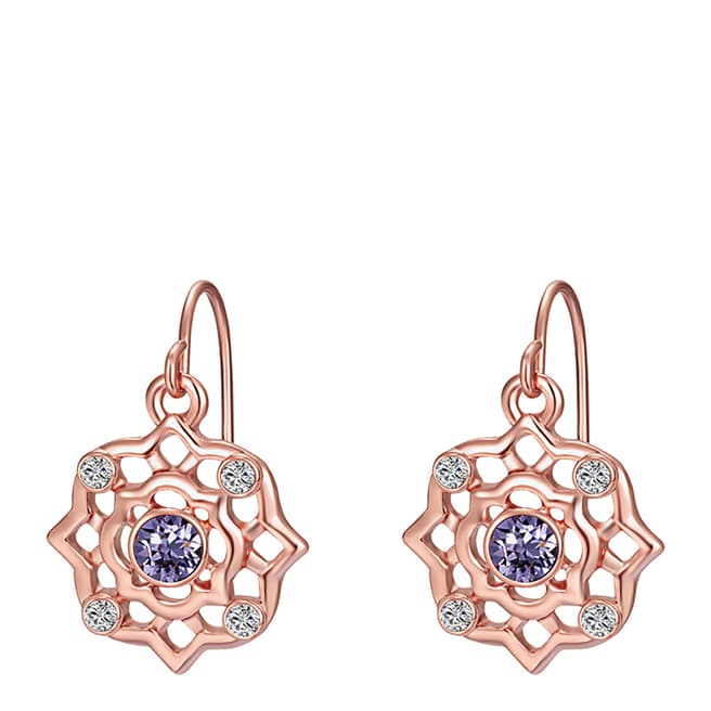 Saint Francis Crystals Rose Gold Swarovski Flower Design Drop Earrings