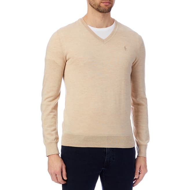 Polo Ralph Lauren Beige Slim Fit Wool Jumper