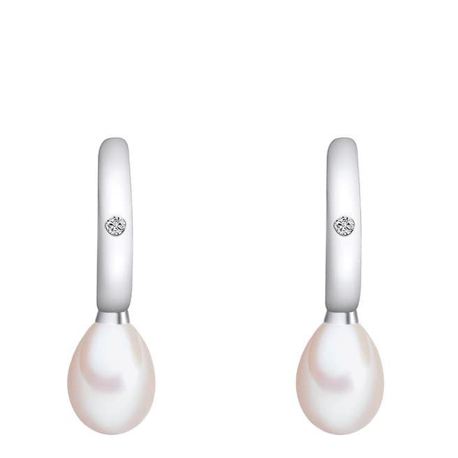 Lindenhoff Silver/White Freshwater Pearl and Diamond Earrings