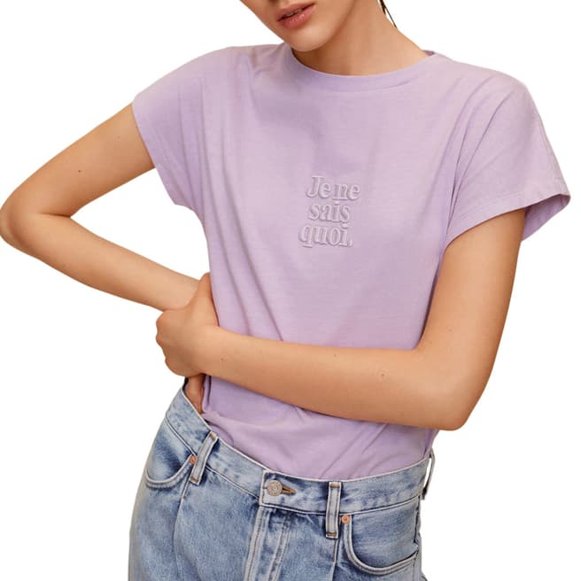 Mango Light/Pastel Purple Message Cotton T-Shirt