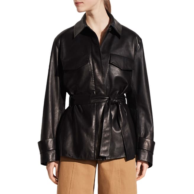 Vince Black Leather Safari Jacket