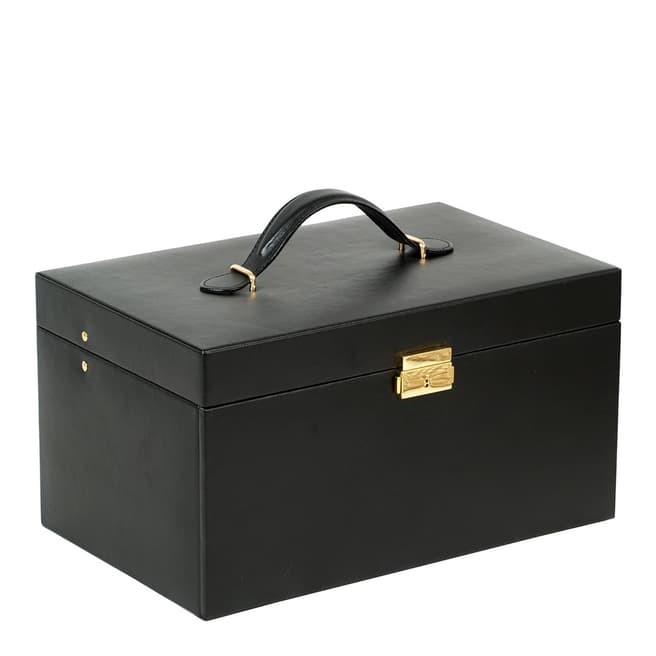 WOLF Black Leather Heritage XL Jewellery Box