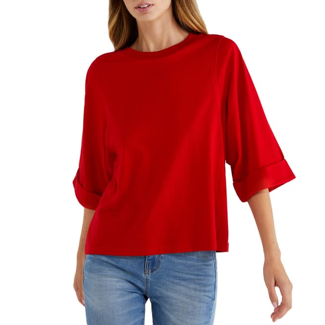 United Colors of Benetton Red 3/4 Sleeve Tee