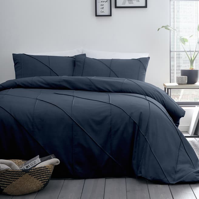 Serene Dart Double Duvet Cover Set, Navy