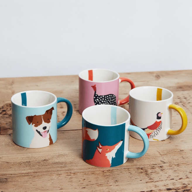 Joules Set of 4 Animal Mugs