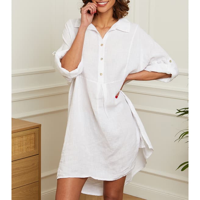 LE MONDE DU LIN White Oversized Linen Dress