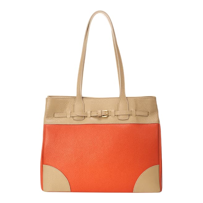 Giorgio Costa Orange/Taupe Top Handle Bag