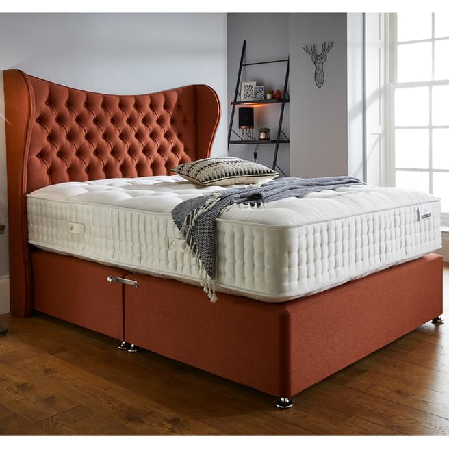 Hotel Living Naturel 5000 135cm Mattress & Divan set with Gabrielle wing headboard in linen copper