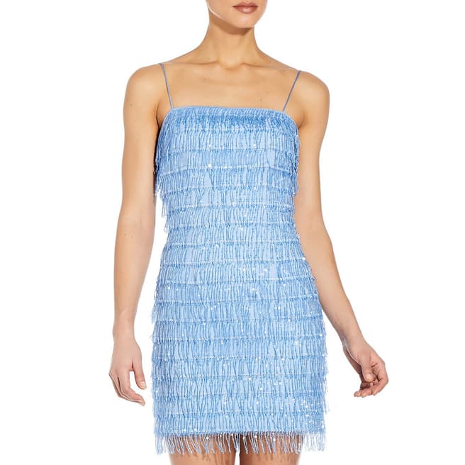 Aidan Mattox Light Blue Fringe Cocktail Dress