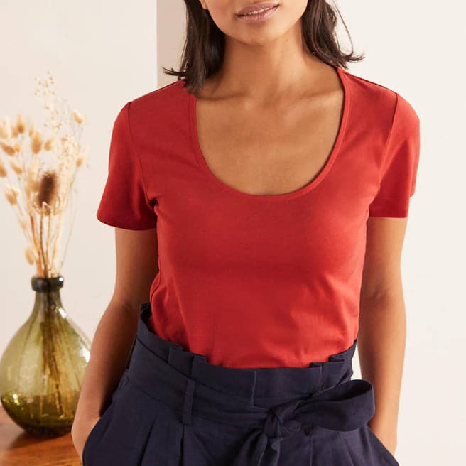 Boden Red Supersoft Scoop T-Shirt