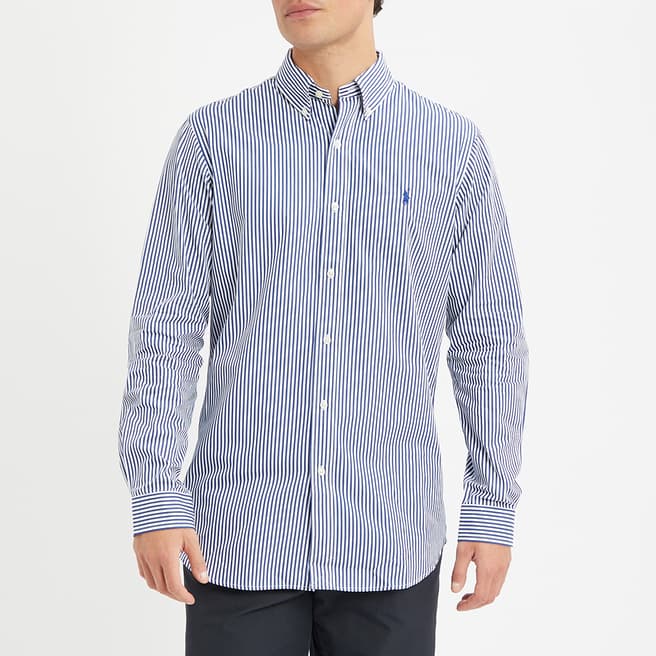 Polo Ralph Lauren Navy Striped Custom Fit Poplin Shirt