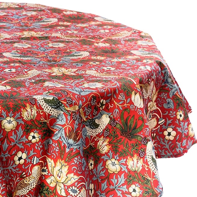 William Morris Circular Red Strawberry Thief Acrylic Tablecloth, 132cm