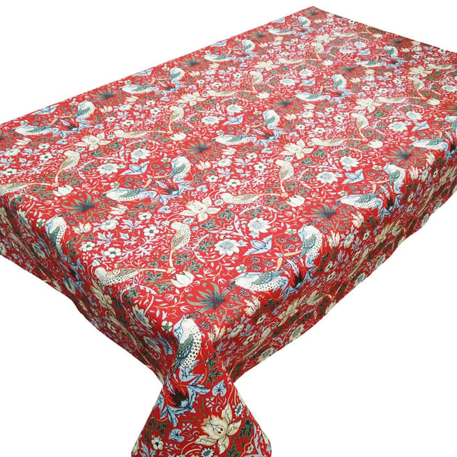 William Morris Red Strawberry Thief Rectangle Tablecloth 132x178cm