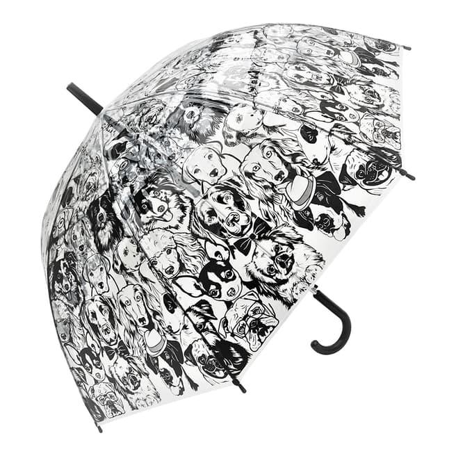 Blooms of London Black Monochrome Puppies Umbrella