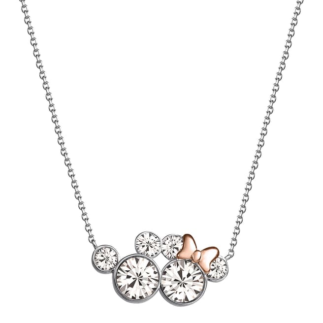 Disney Silver Rose Gold Minnie & Mickey Mouse Necklace