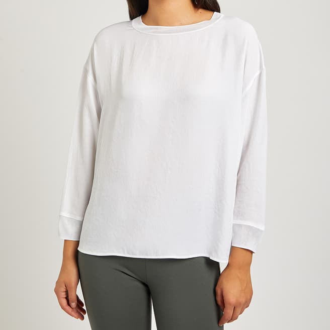 Vince White Boat Neck Long Sleeve Top
