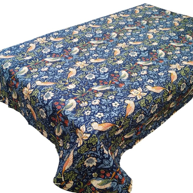 William Morris Navy Strawberry Thief Tablecloth, 132x178cm
