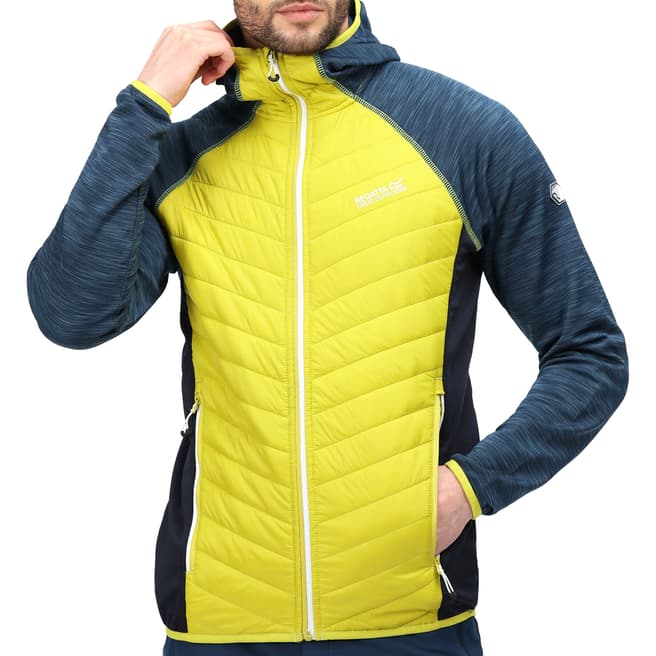 Regatta Blue/Yellow Hooded Quilted Jacket